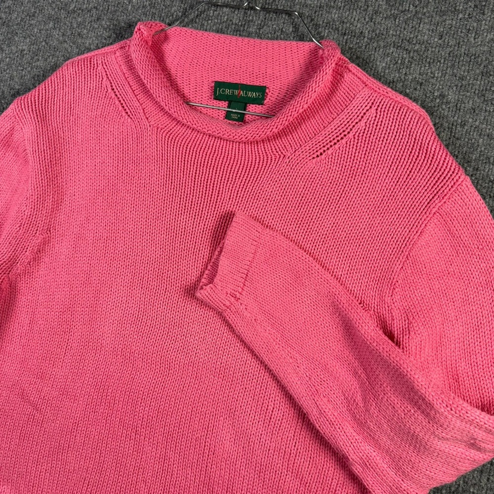J.Crew Always Vintage Rollneck Sweater Womens Large Pink 100% Cotton Chunky Knit